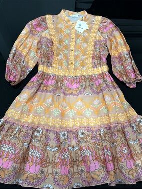 Sandro Pink, Yellow & Cream Floral Button-Front Midi Dress